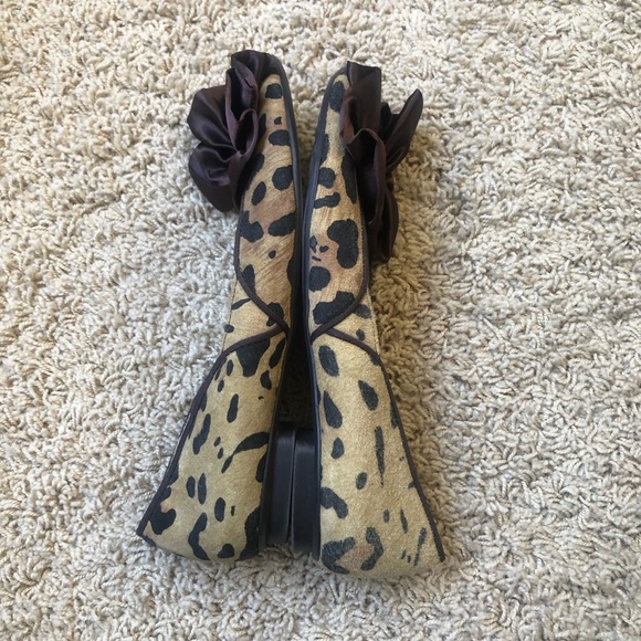 Libby Edelman Kendra Cheetah Bow Open Toe Shoes Flats size 7.5 - Picture 9 of 9